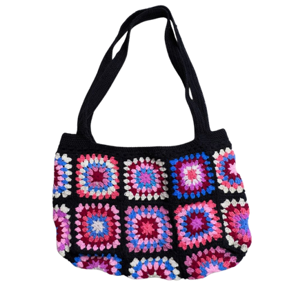 Handmade Crochet Tote Bag | Granny Square Aesthetic Shoulder Bag