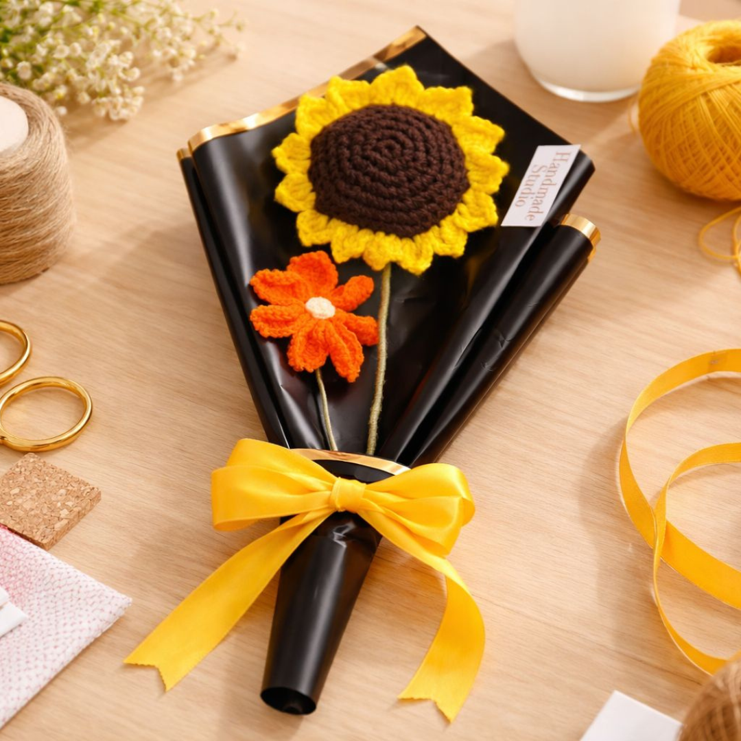 Crochet Sunflower Bouquet – Handmade Yarn Flower Gift