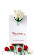 Handmade Crochet Rose with Christmas Greeting Card