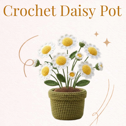 Crochet Daisy Pot Pattern – Beginner Friendly