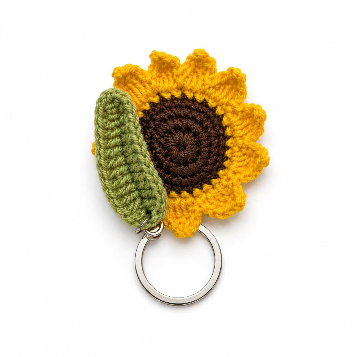 Sunflower Yellow Crochet Flower Keyring