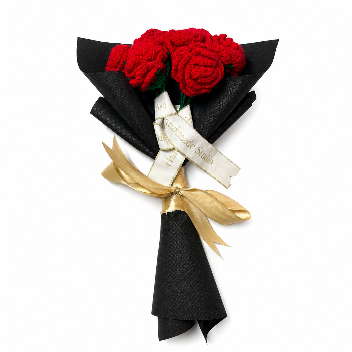 Handmade Crochet Rose Bouquet – Knitted Red Flower Gift