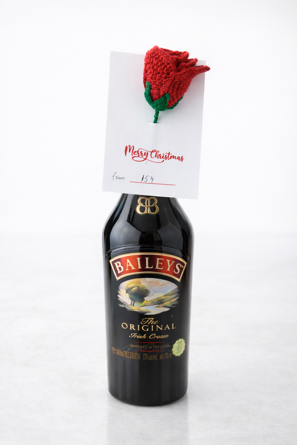 Handmade Crochet Rose with Christmas Greeting Card